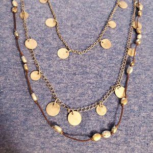 Triple Layered Necklace, Hangs 19"
